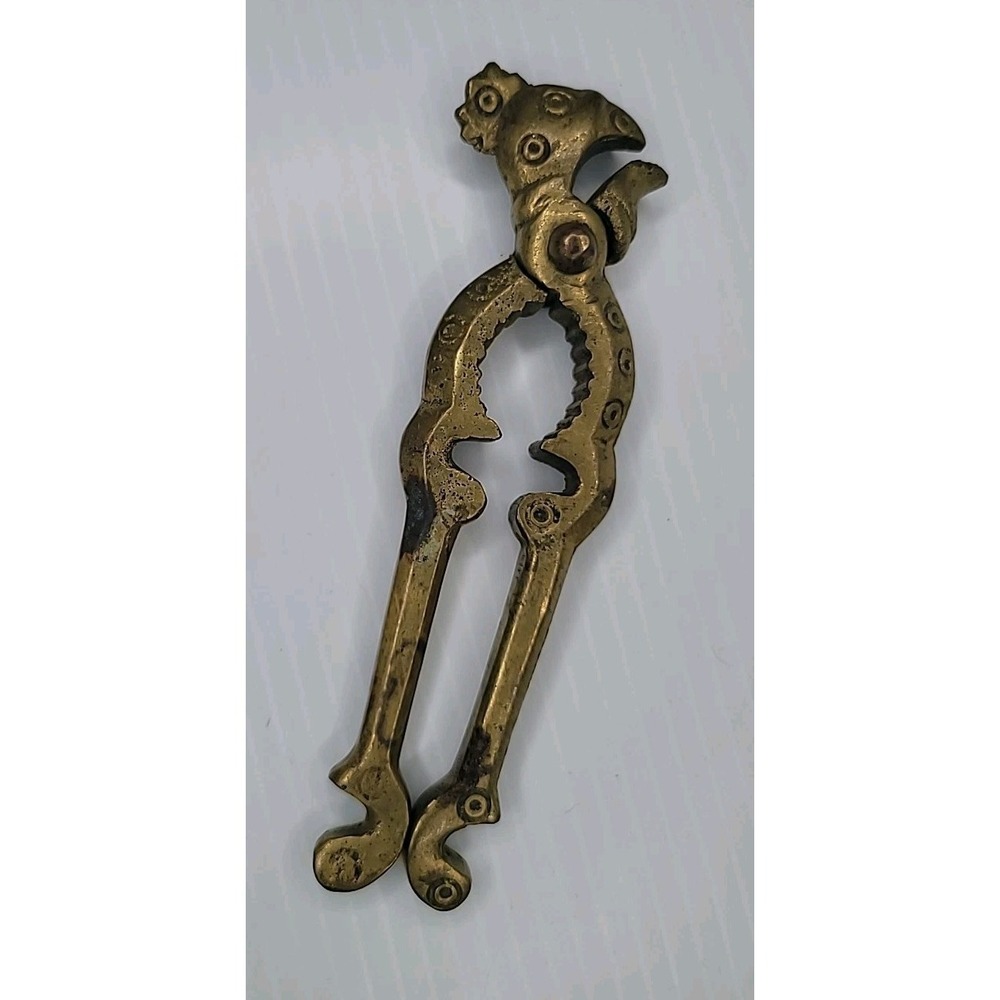 Vintage Brass Rooster Chicken Head Nut Cracker Bottle Opener Kitchen Gadget - Picture 4 of 6